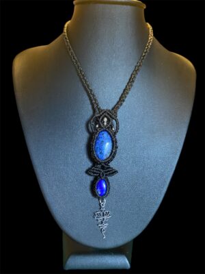 Collier micro-macramé double Lapis Lazuli