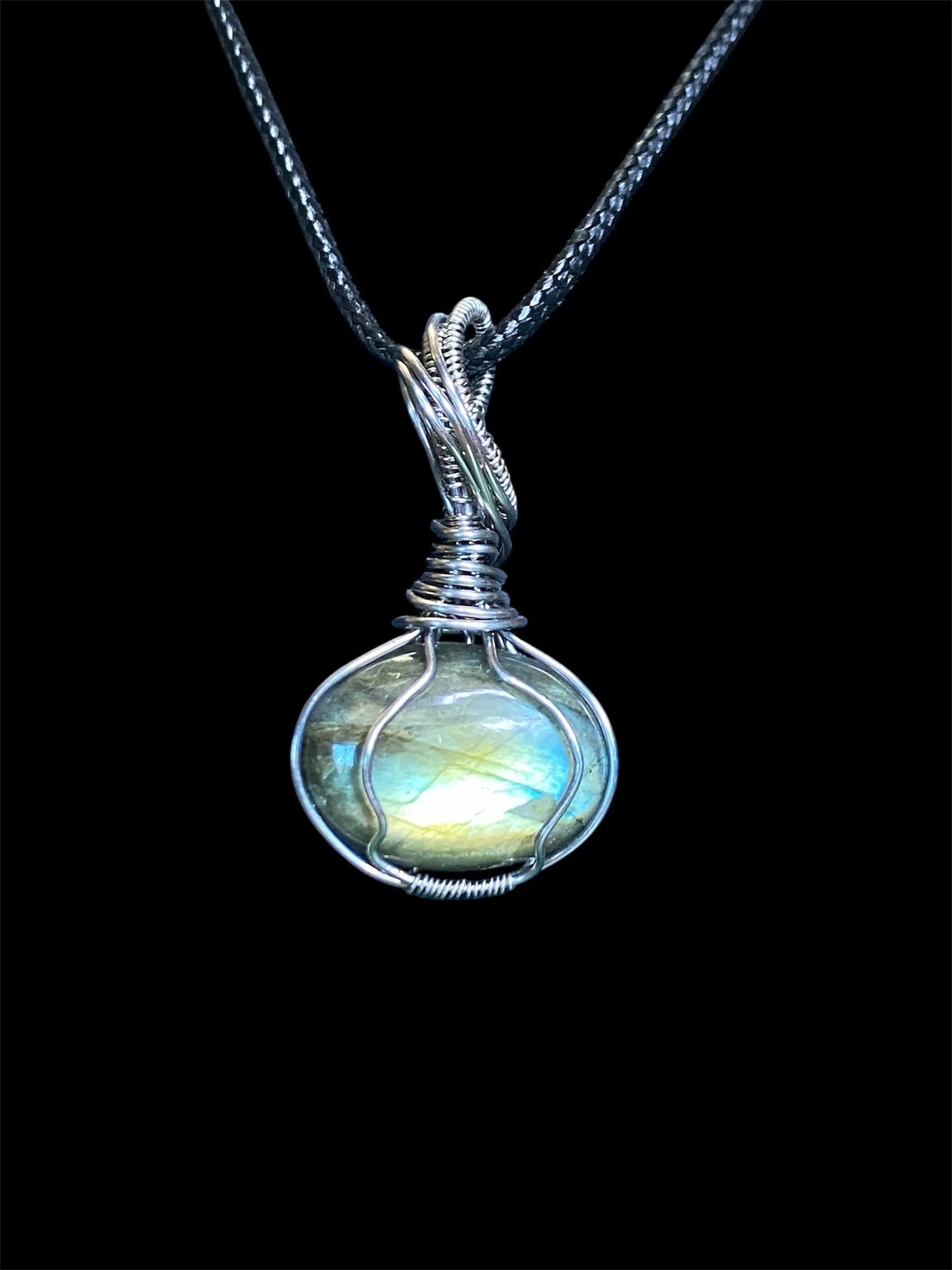 Pendentif wire wrapping et labradorite turquoise. – Image 2