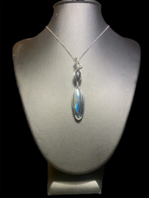 Pendentif “Éclipse d’Âme” labradorite et onyx noir