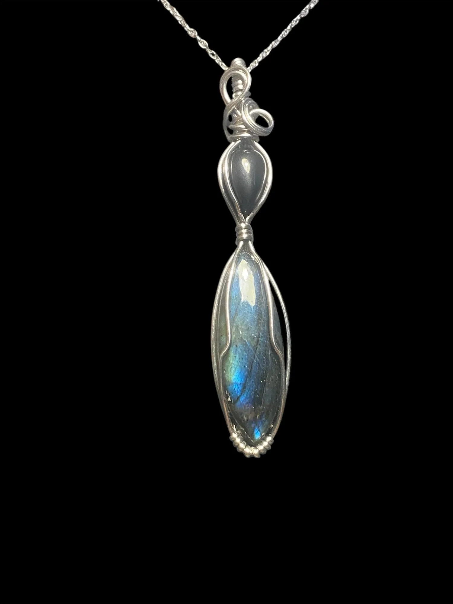 Pendentif “Éclipse d’Âme” labradorite et onyx noir – Image 2