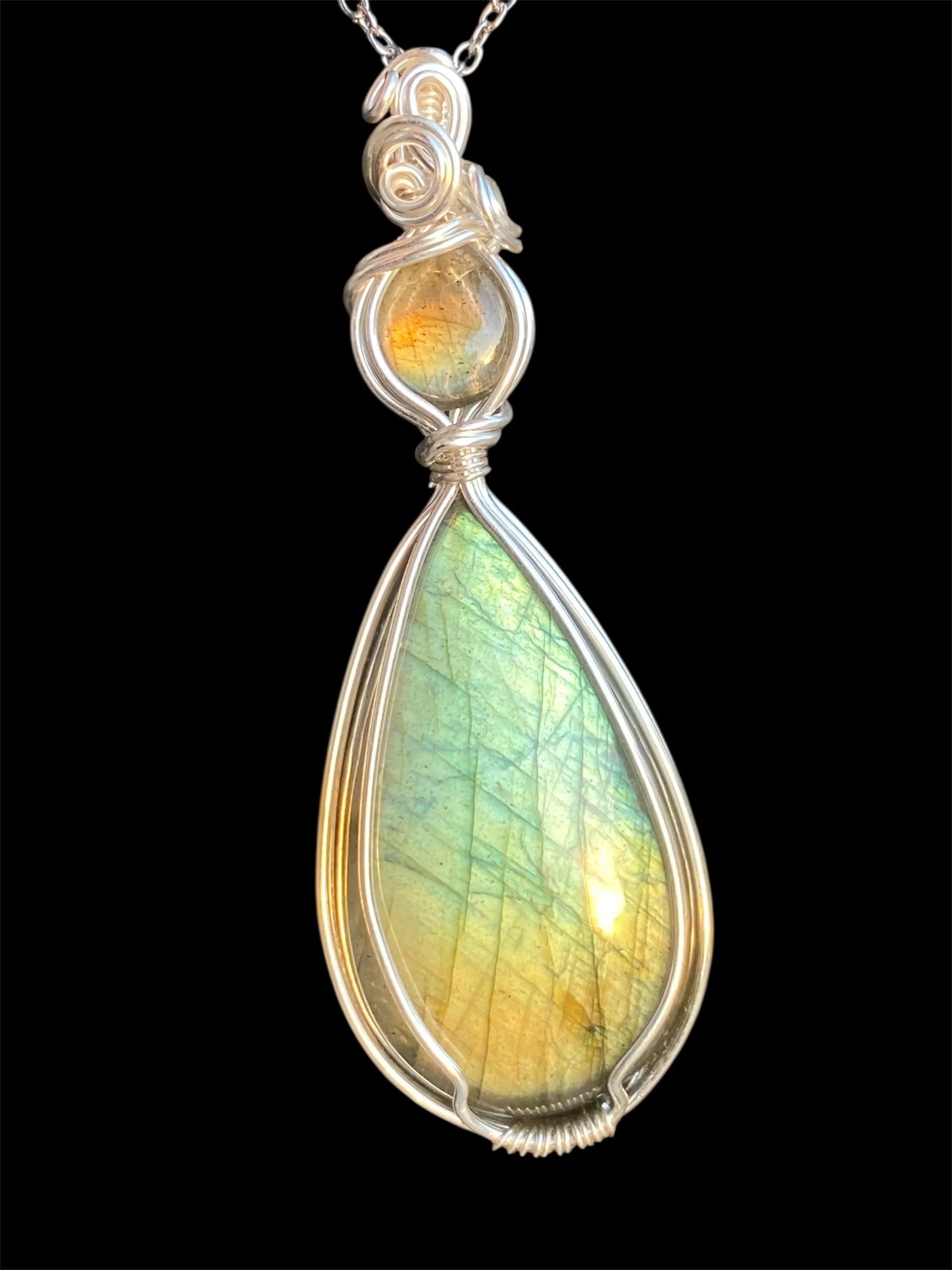 Pendentif “Duo Astralis” – Labradorites & Argent 999 – Image 2