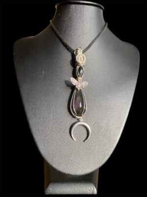 Pendentif “Nyx Noctura” – Obsidienne Œil Céleste & Onyx Noir