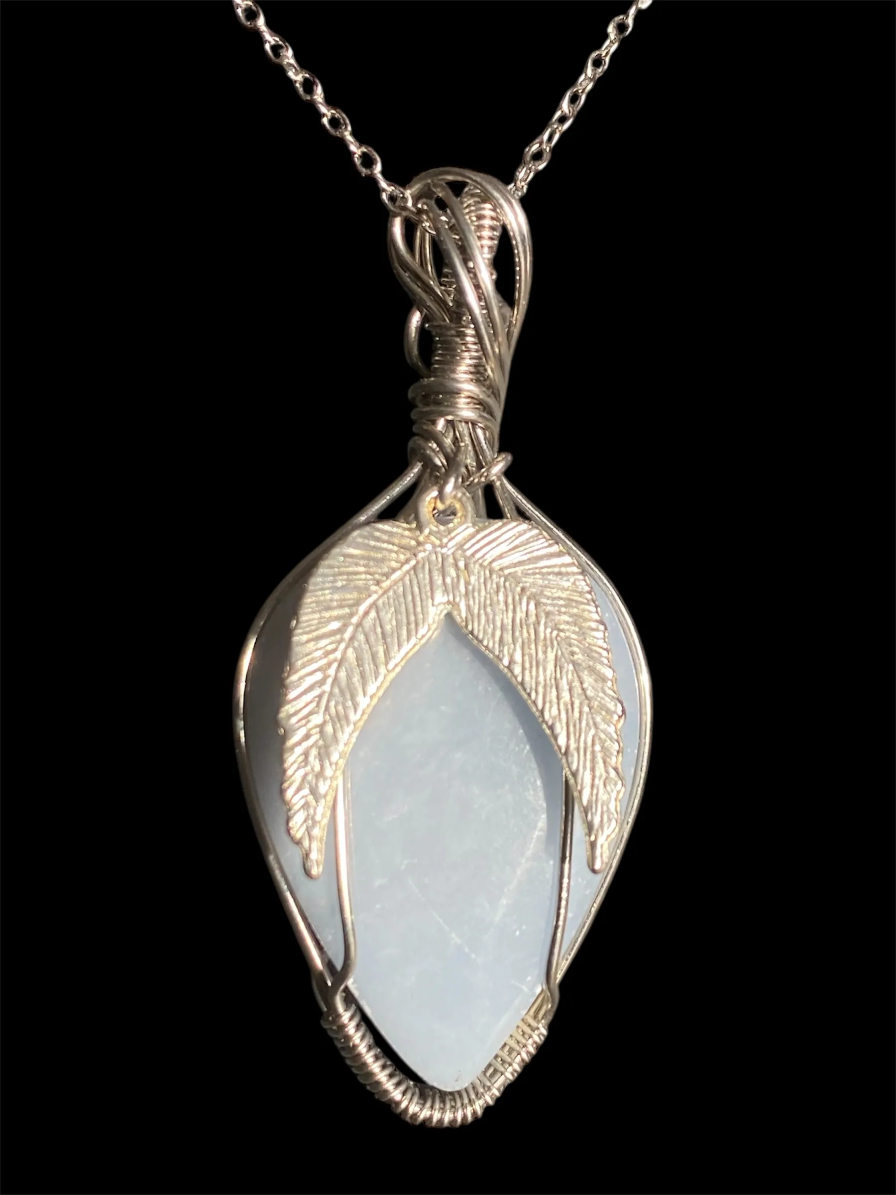 Pendentif Aérélia  Acier inoxydable & Angélite – Image 2