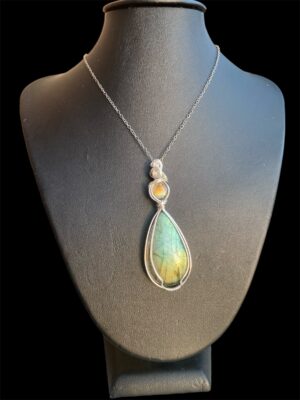 Pendentif “Duo Astralis” – Labradorites & Argent 999